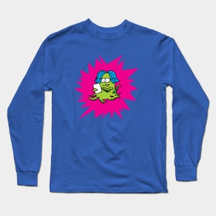 MONSTER WORKING ON IPAD TABLET Long Sleeve T-Shirt